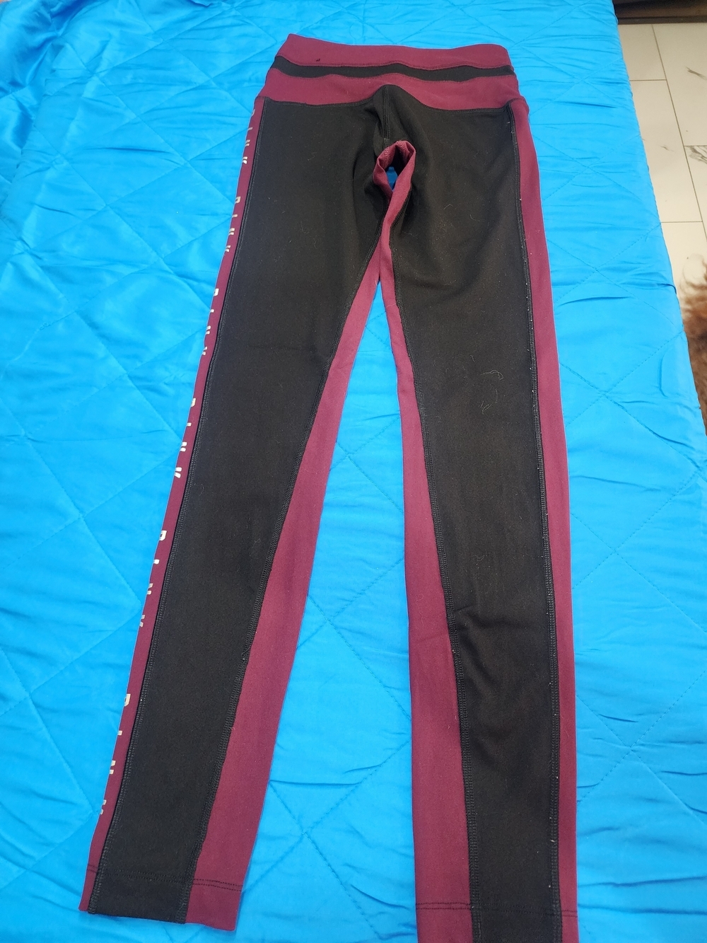 Victoria's Secret Black and Burgundy High-Waist Leggings